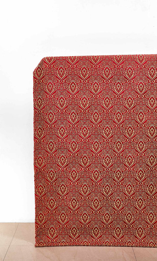 Damask Velvet Drapes (Beige/ Brown/ Red)