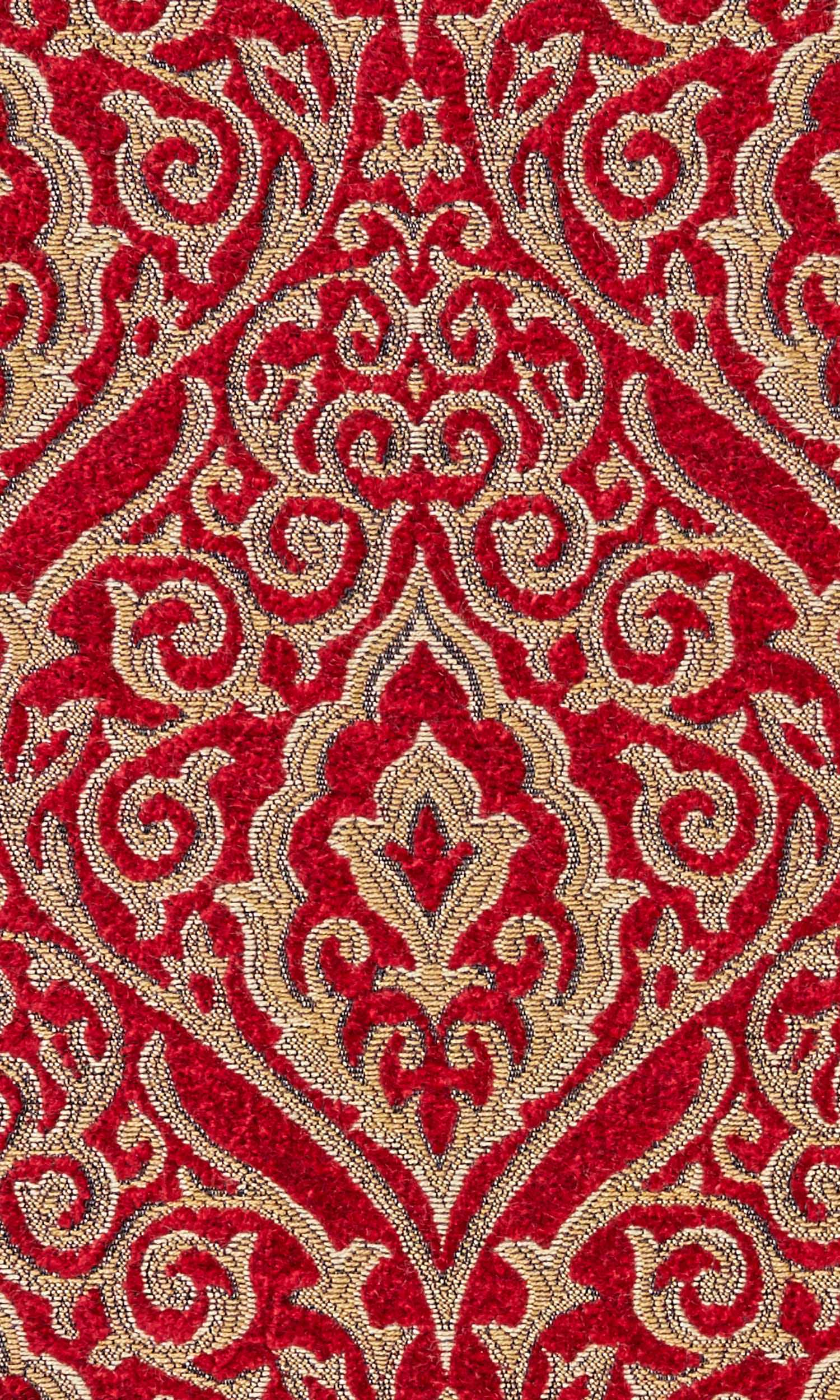 Damask Velvet Home Textile Fabric Material By the Yard (Beige/ Brown/ Red)