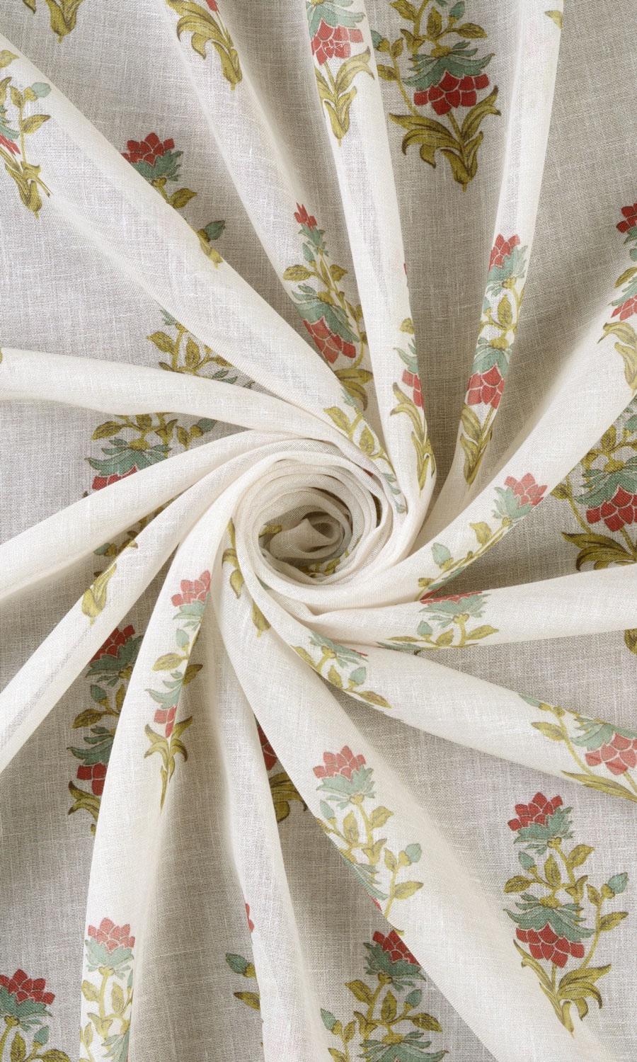 Sheer Floral Fabric Material By the Yard (Cream/ Red/ Blue)