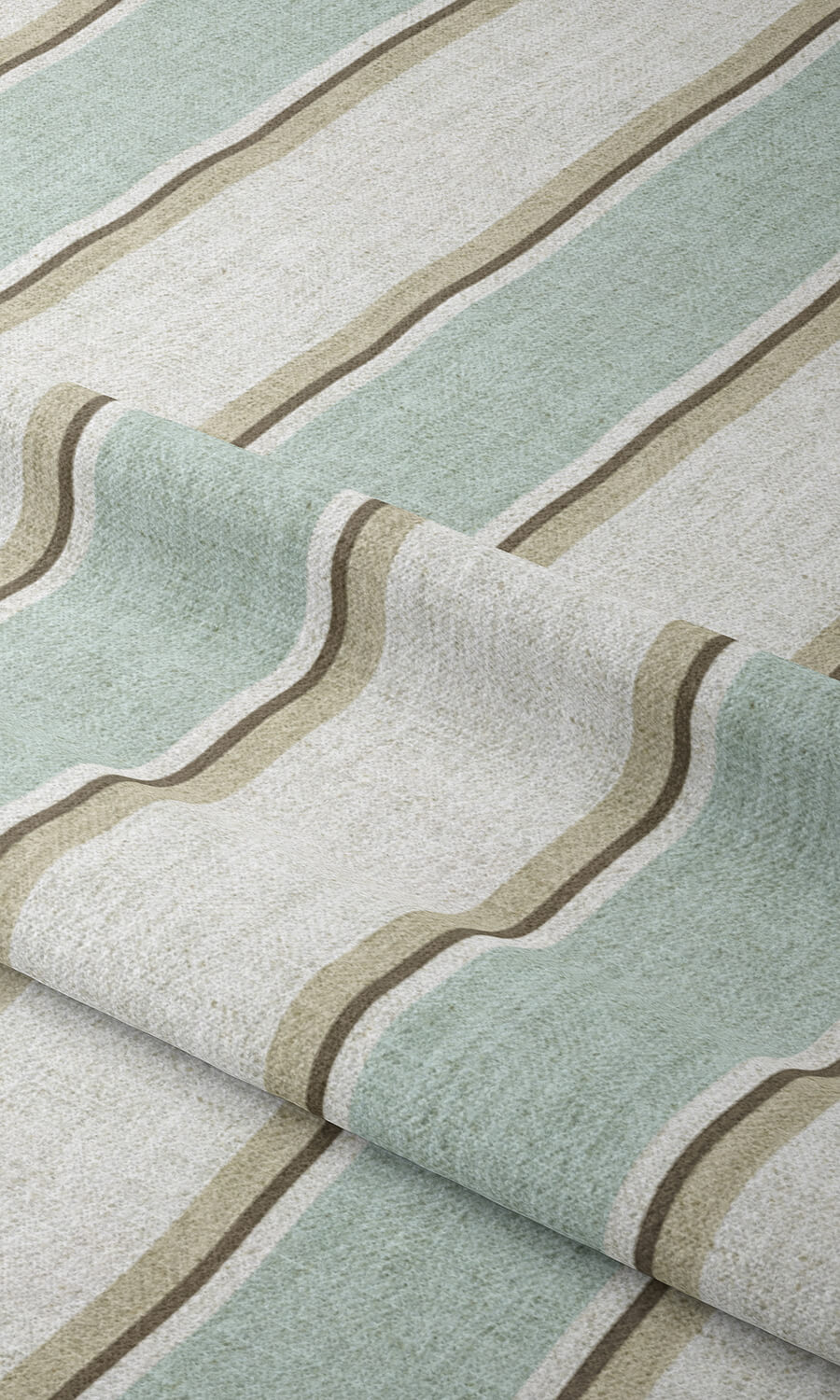 Modern Striped Fabric Material By the Yard (Duck Egg Blue/ White)