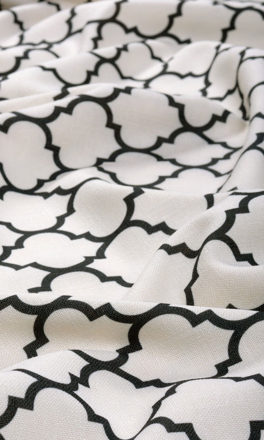 Moroccan Tiled Fabric Material By the Yard (Cream/ Black)