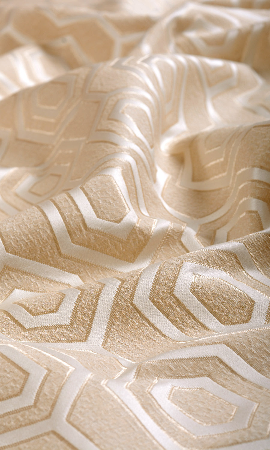 Honeycomb Patterned Fabric By the Yard for Curtains & Drapes (Sand Beige/ White)
