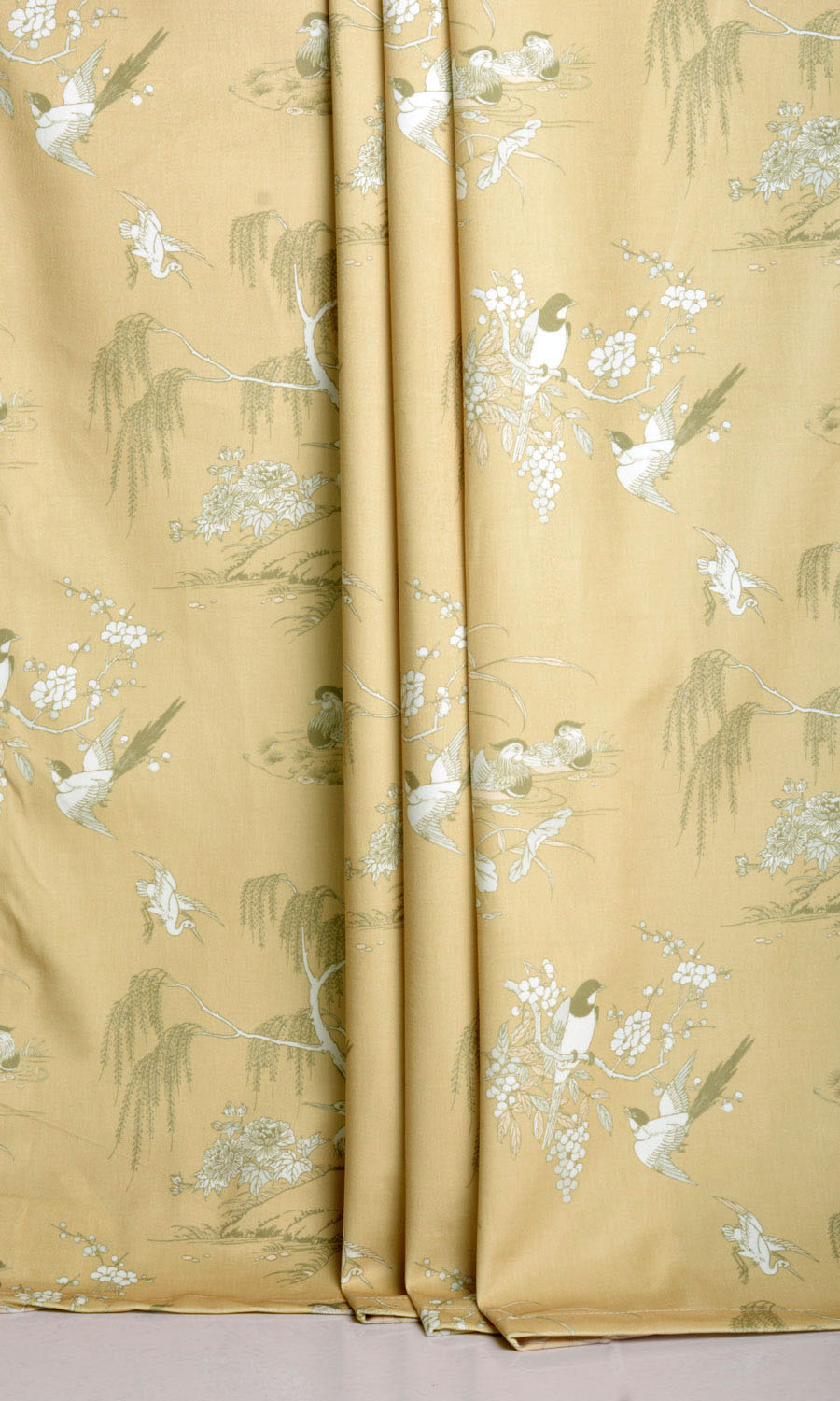 Chinoiserie Toile Velvet Home Décor Fabric By the Yard (Yellow)