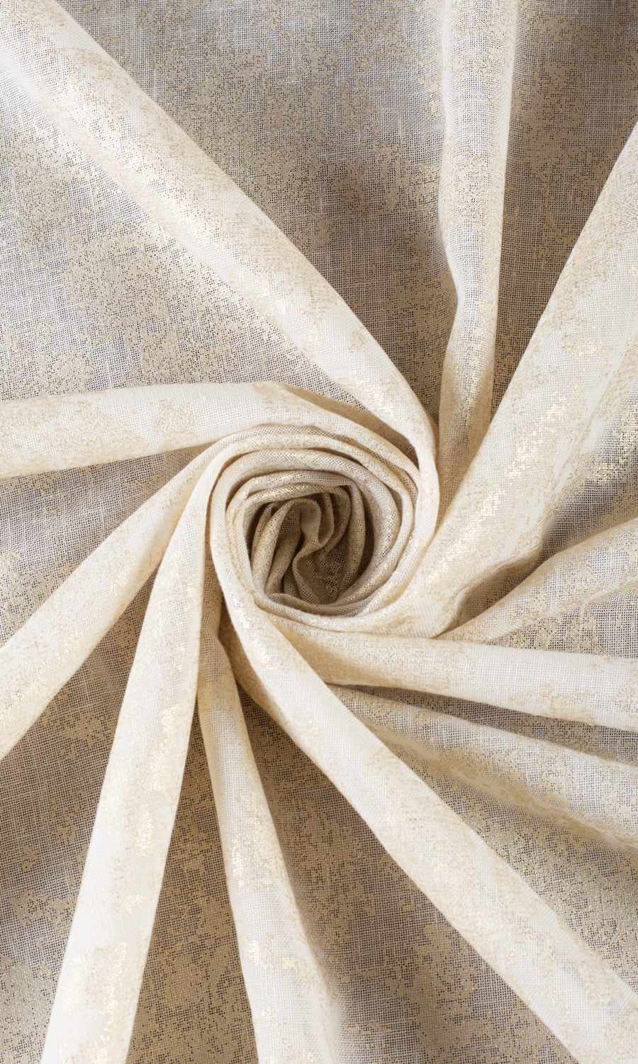 Metallic Print Semi-Sheer Fabric Material By the Yard (Cream/ Gold)