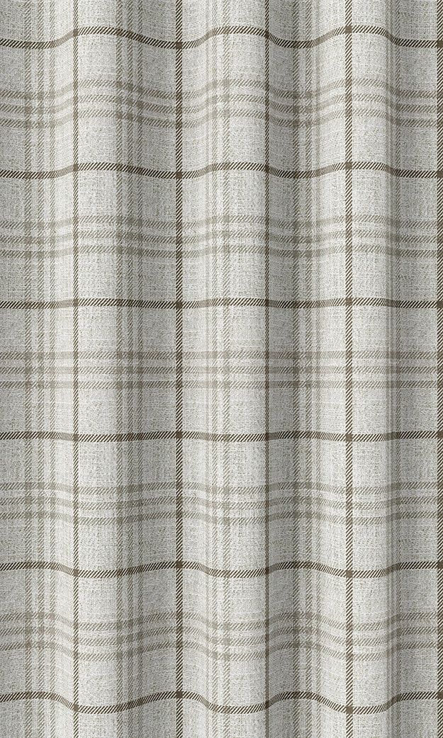 Checkered Home Textile Fabric Material By the Yard (Linen White/ Pale Brown)