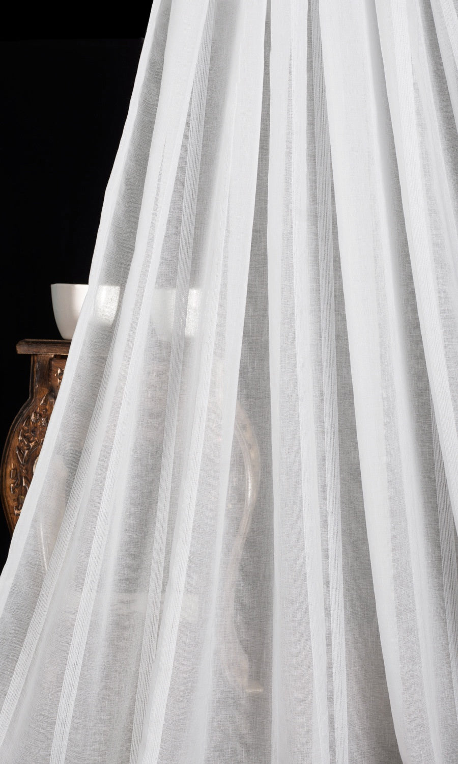Woven Striped Sheer Home Textile Fabric Material By the Yard (White)
