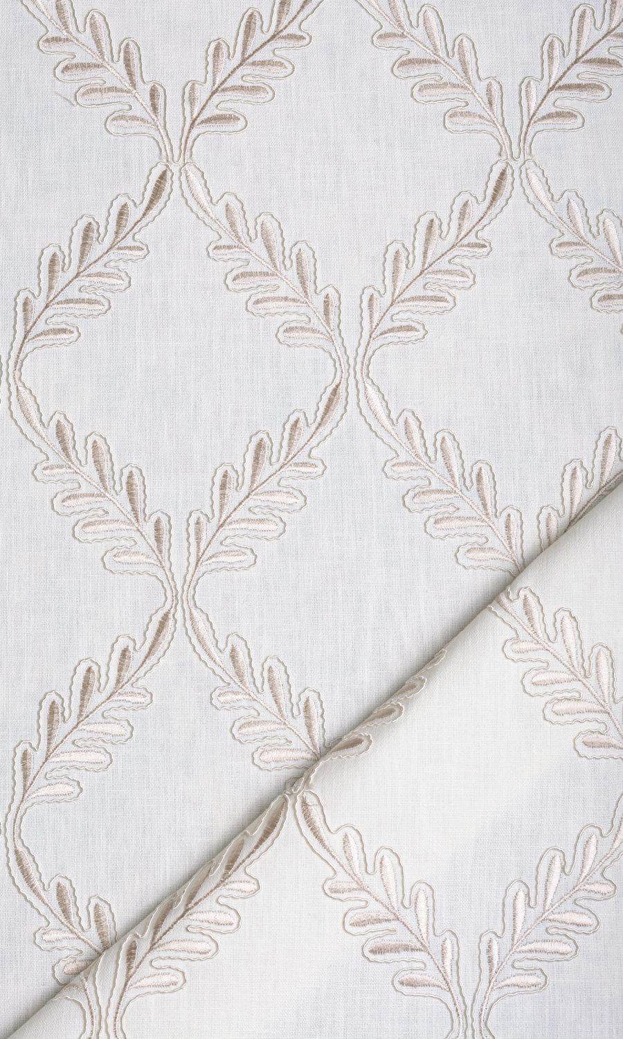 Poly-Linen Embroidered Fabric Material By the Yard (White/ Cream)