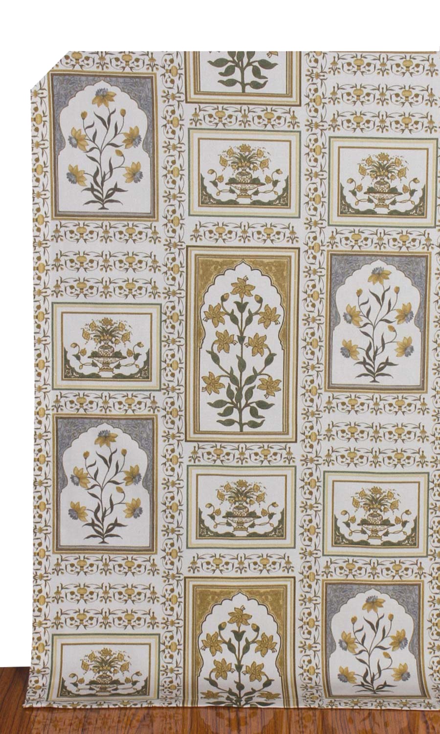Floral Cotton Home Décor Fabric By the Yard (Grey/ Yellow)