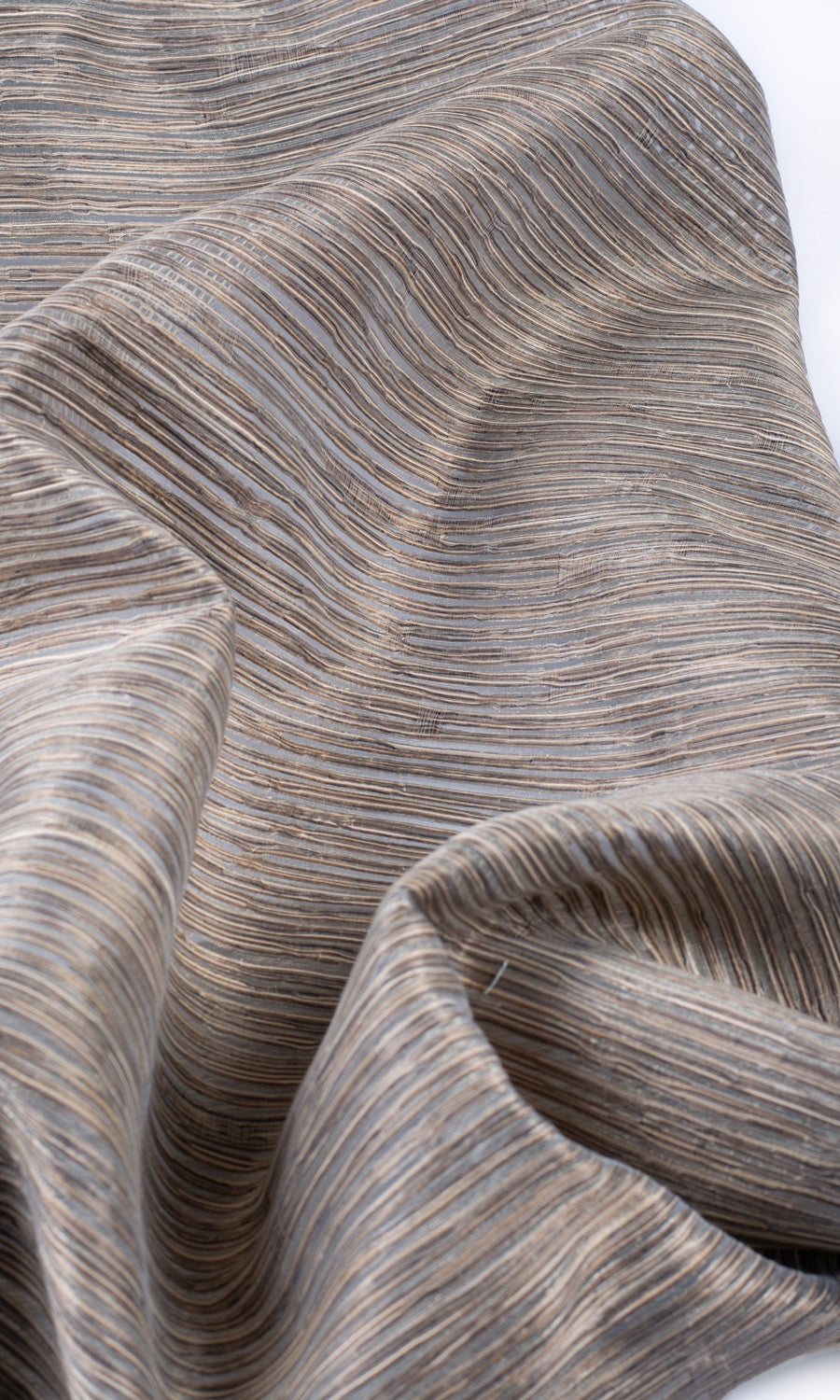 Striped Sheer Fabric By the Yard for Curtains & Drapes (Mocha Brown)