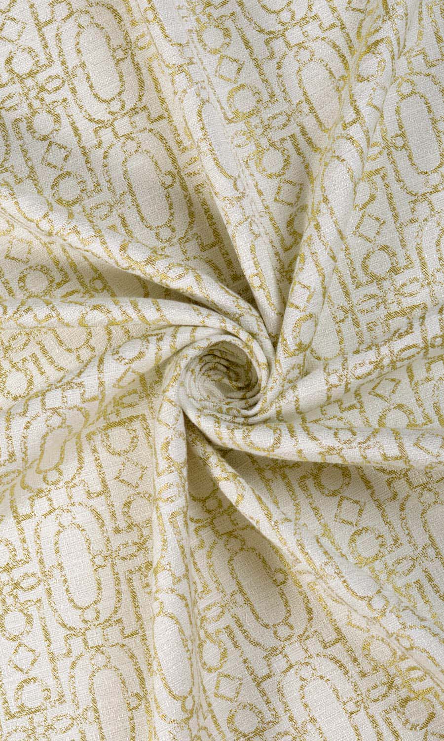 Trellis Poly-Cotton Fabric Sample for Curtains & Drapes (Off White/ Green)