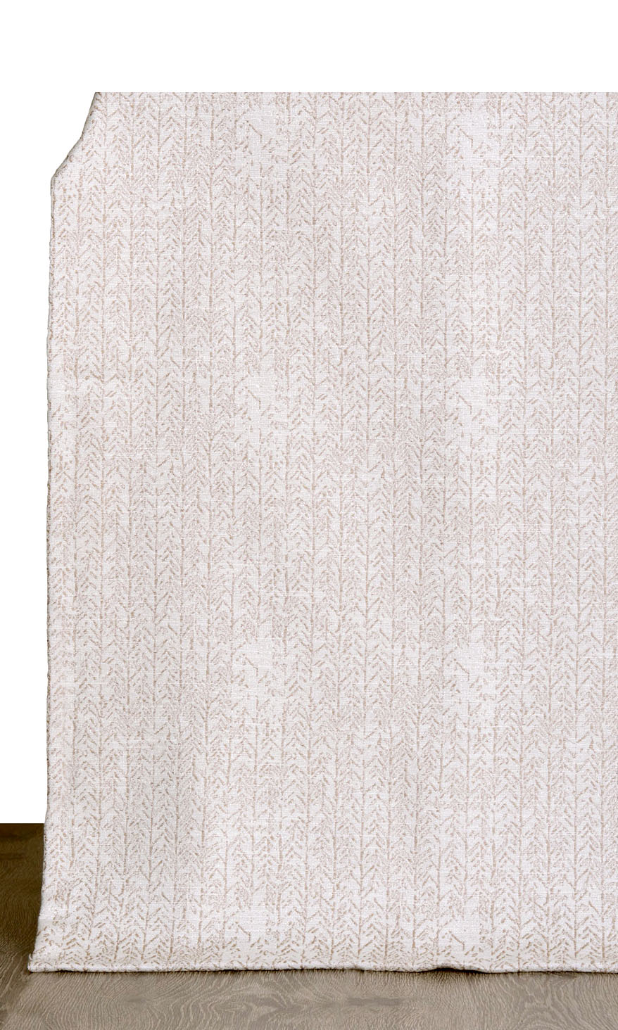 Herringbone Poly-Cotton Window Treatments Fabric Sample (Off White/ Brown)
