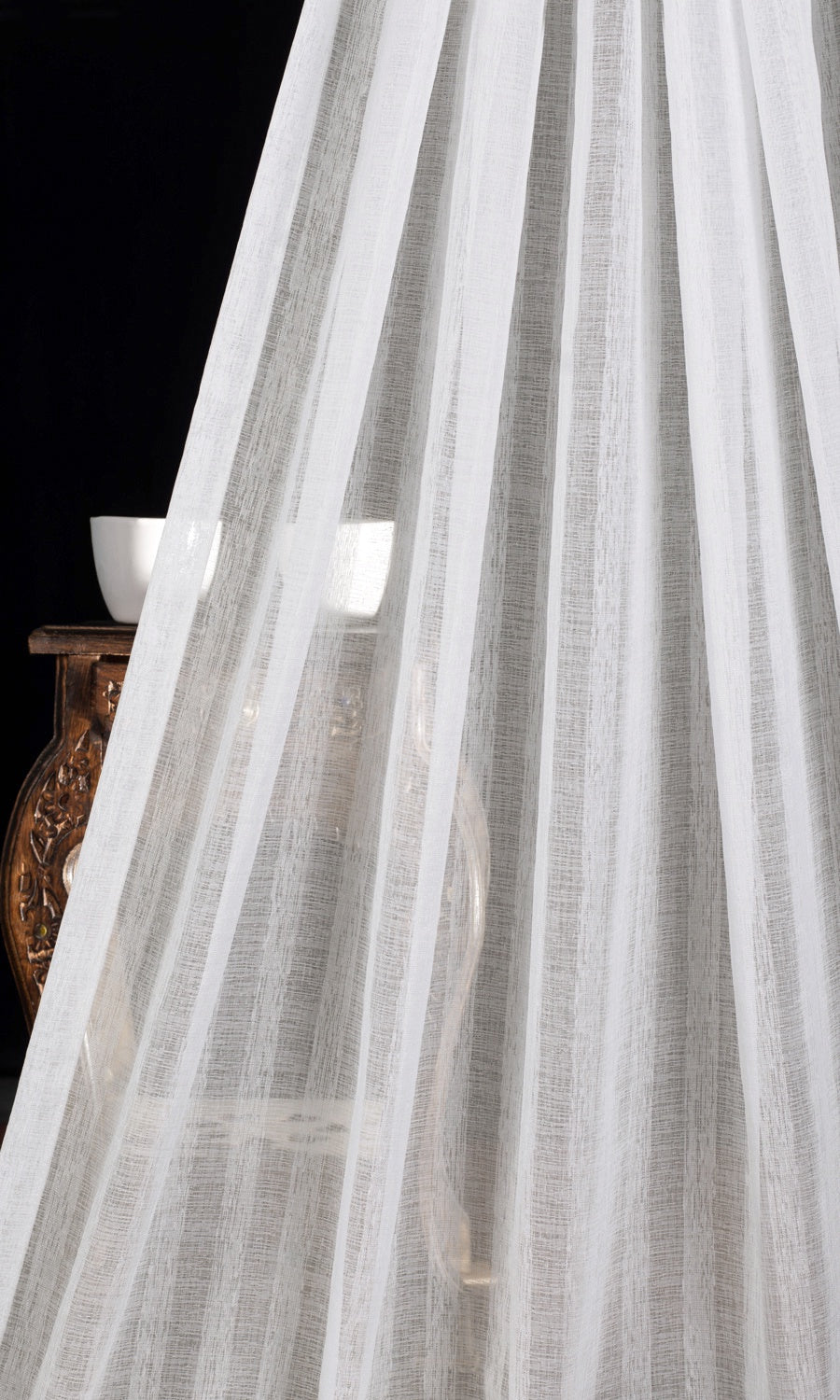 Striped Sheer Home Textile Fabric Material By the Yard (White)