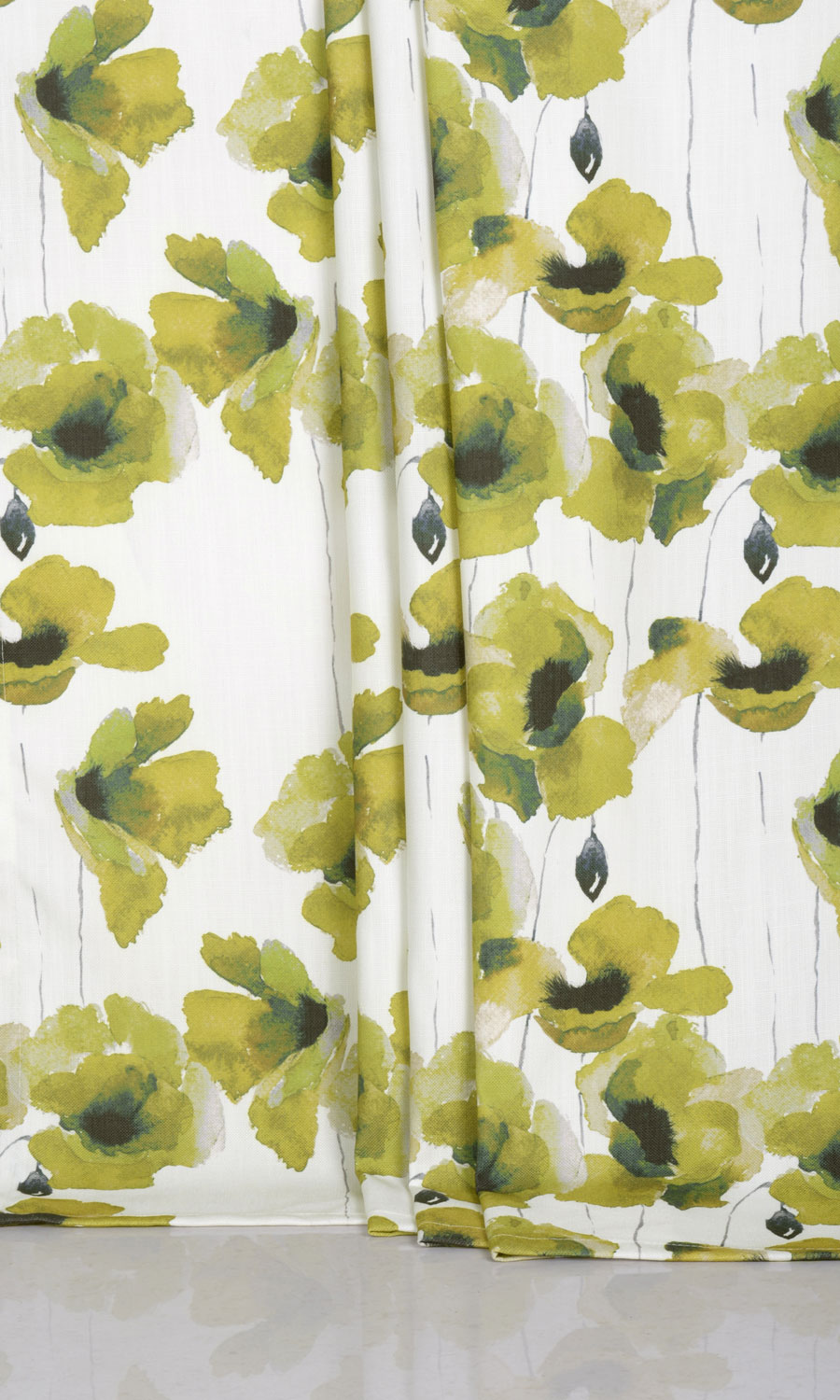 Water Lilies Floral Window Treatments Fabric By the Yard (Yellow/ Green)