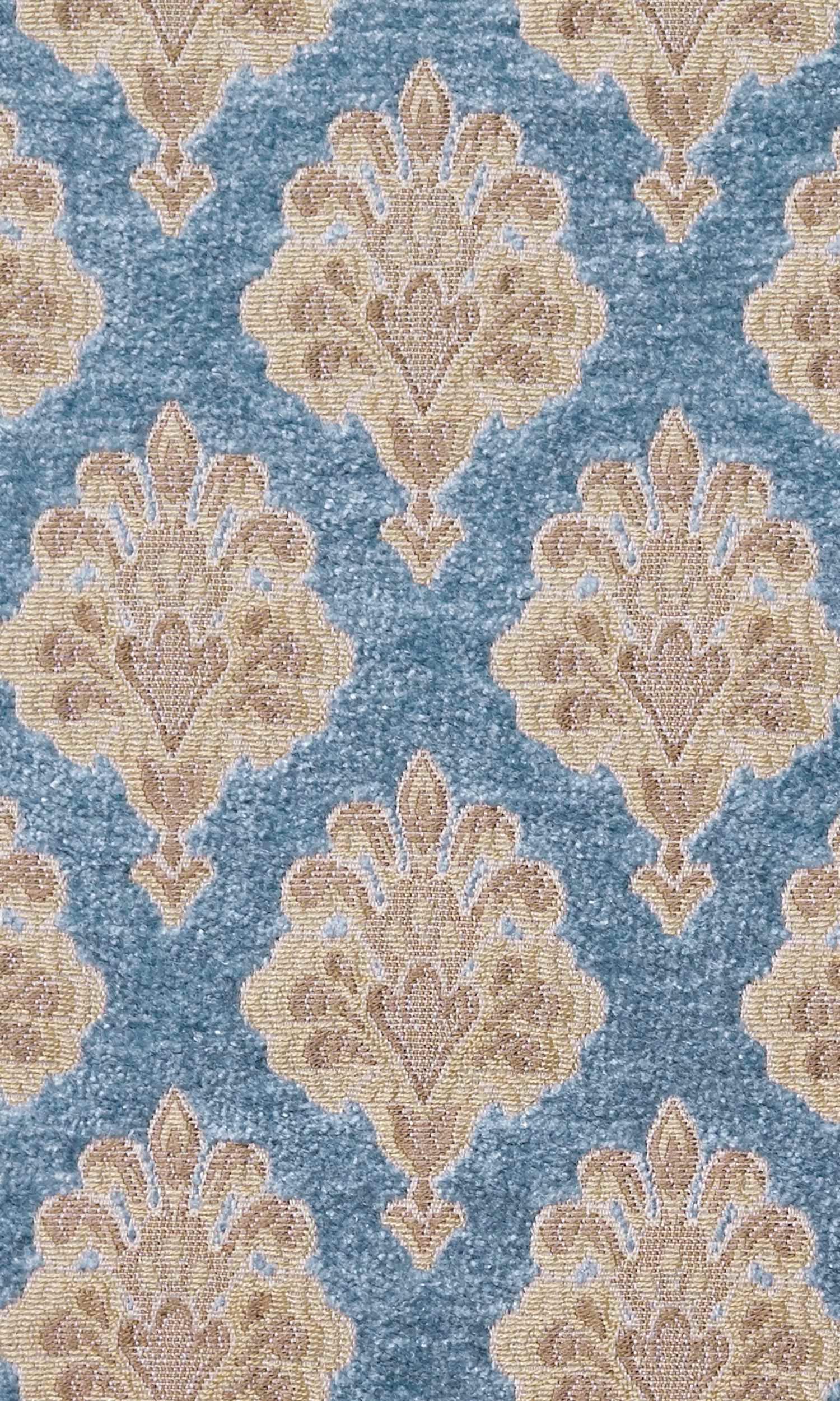 Floral Velvet Home Textile Fabric Material By the Yard (Beige/ Brown/ Blue)