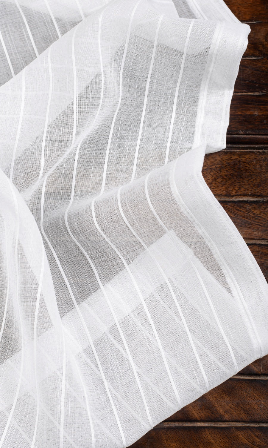 Striped Sheer Home Décor Fabric By the Yard (White)