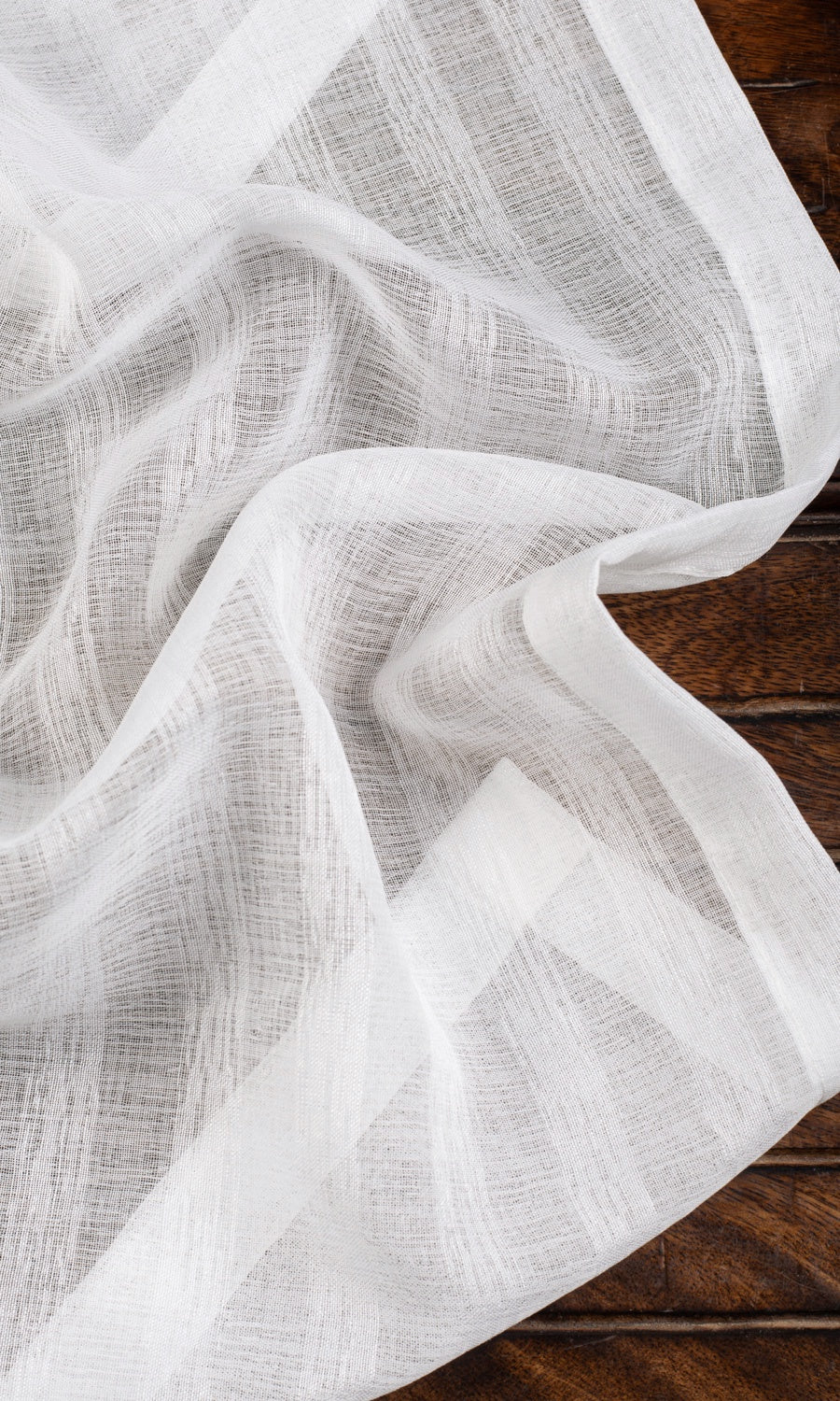 Striped Sheer Fabric Material By the Yard (White)