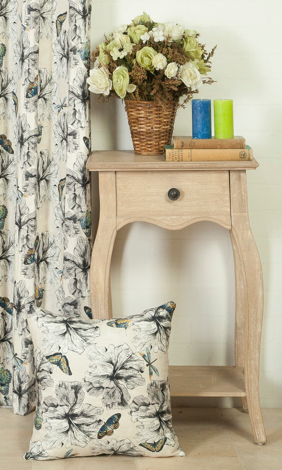 Butterfly Print Cotton Home Textile Fabric Material By the Metre (Yellow)
