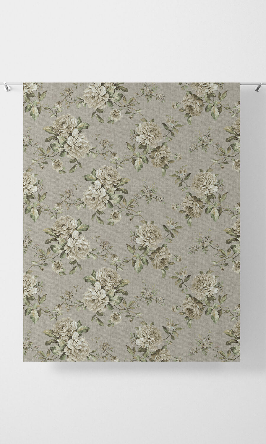 Country Floral Home Décor Fabric By the Yard (Warm Grey)