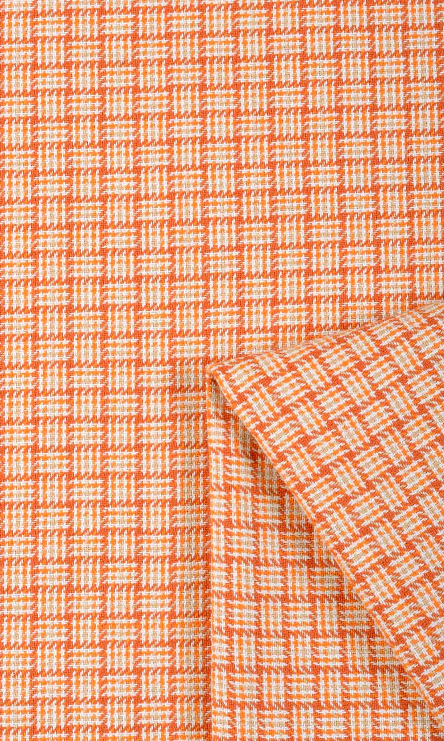 Basketweave Cotton Fabric Sample for Curtains & Drapes (Orange/ Candy Red)