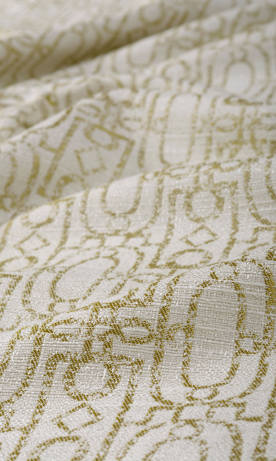 Trellis Poly-Cotton Home Textile Fabric Material By the Yard (Off White/ Green)