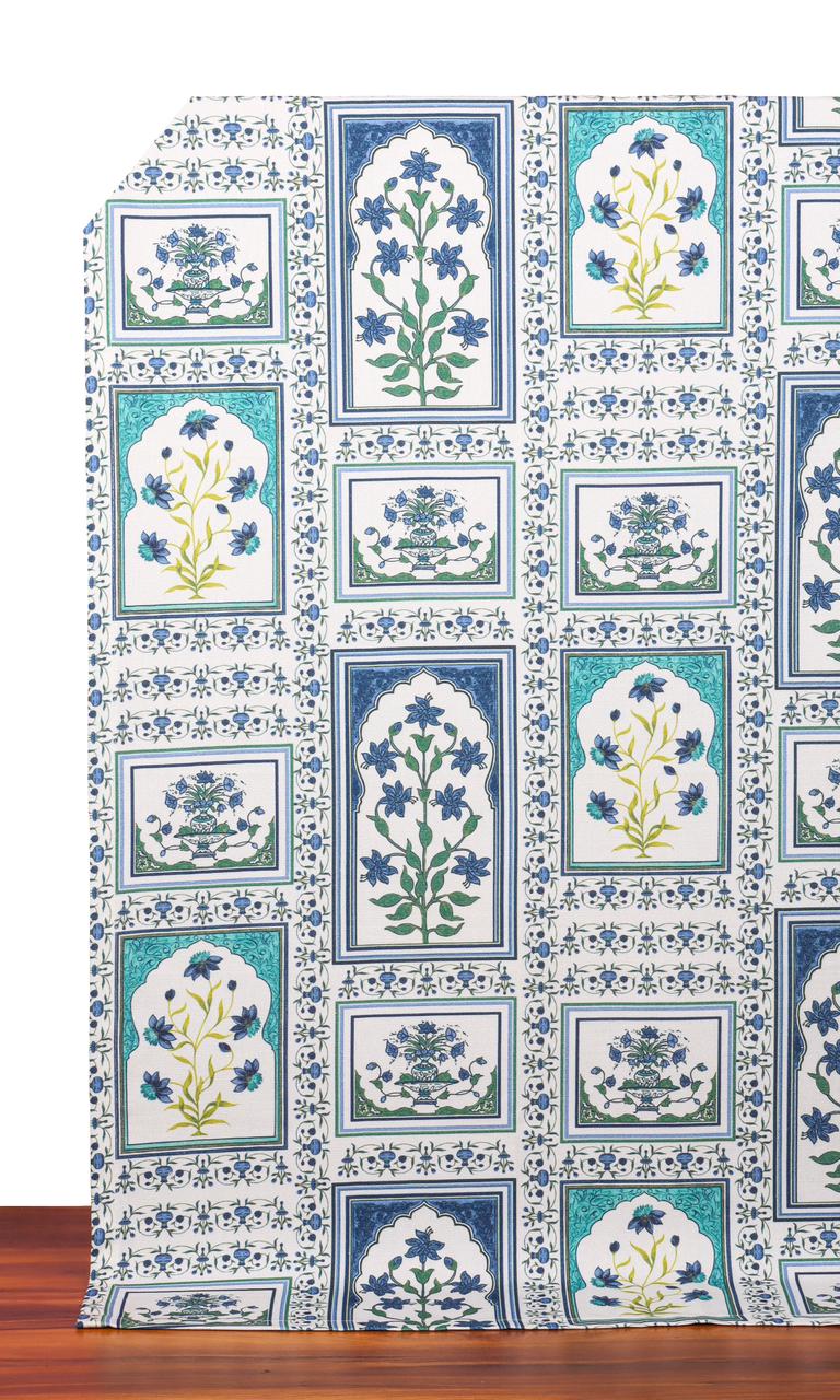 Floral Cotton Home Décor Fabric By the Yard (Blue/ Green)