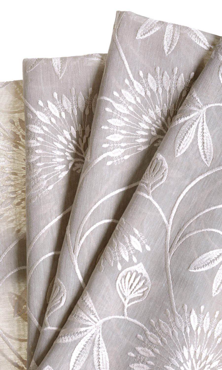 Semi Sheer Home Textile Fabric Material By the Yard (Warm Gray/ White)