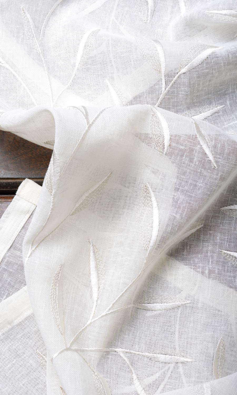 Sheer Floral Embroidery Home Textile Fabric Material By the Yard (White/ Cream)