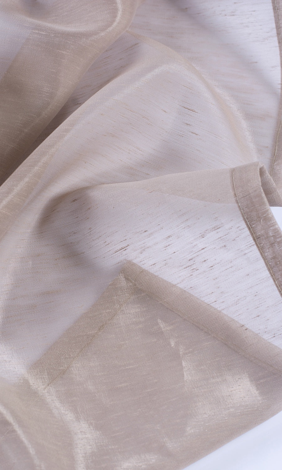 Textured Sheer Fabric By the Yard for Curtains & Drapes (Hazelwood Beige/ Brown)