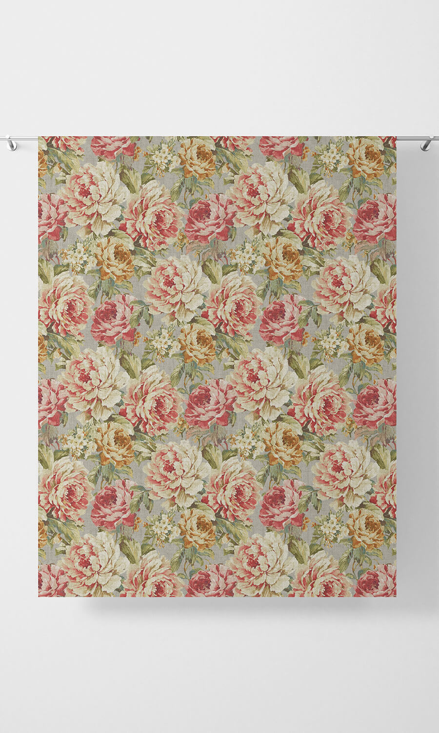 Floral Print Home Décor Fabric Sample (Pink/ Orange)