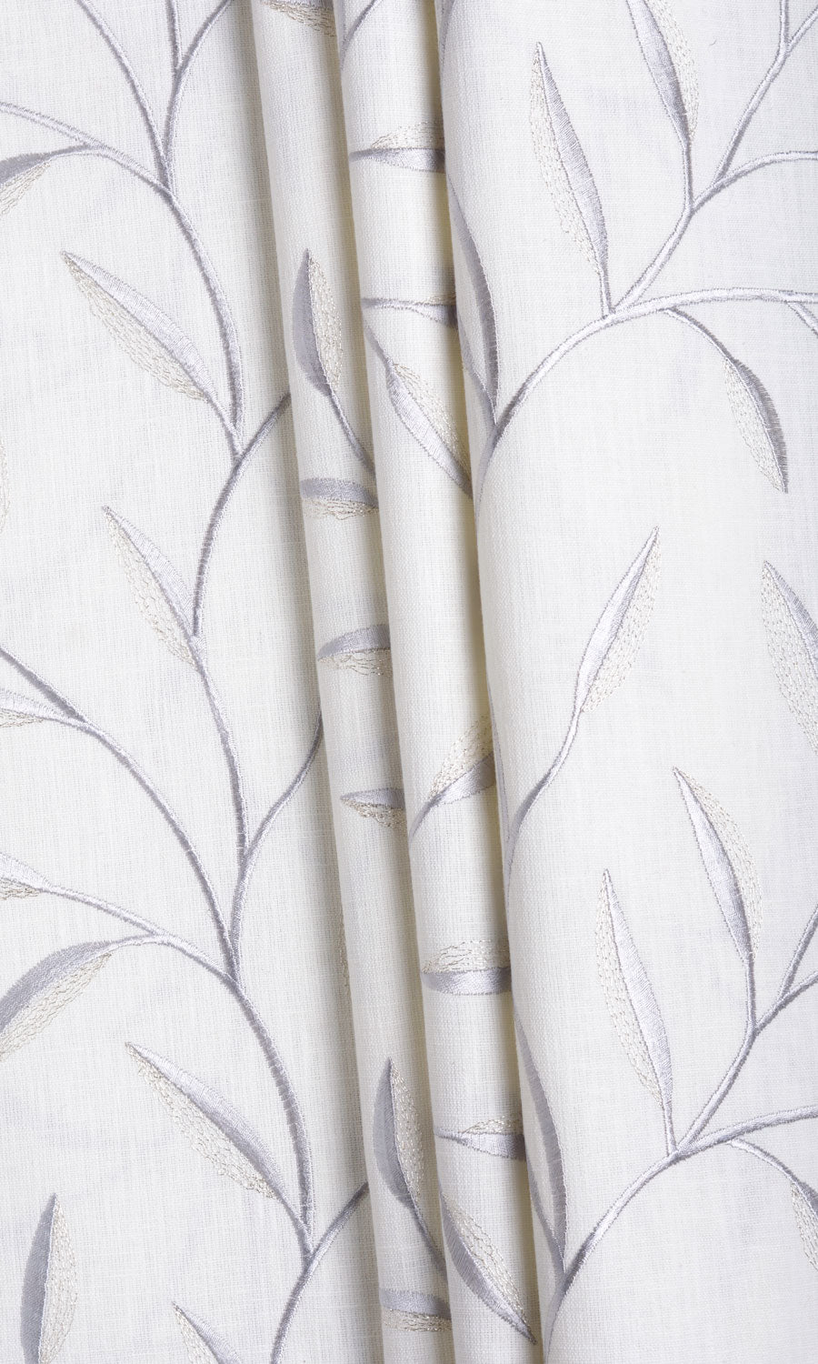 Floral Embroidery Fabric By the Yard for Curtains & Drapes (White/ Cream)
