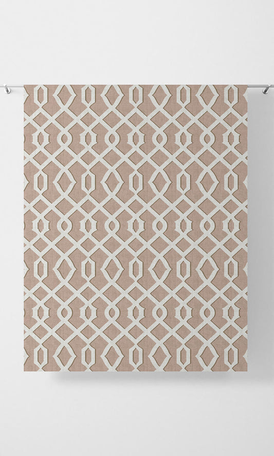 Trellis Patterned Drapery (Soft Pink/ White)