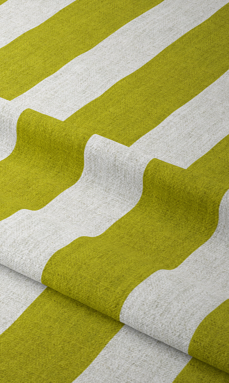 Striped Home Textile Fabric Material Sample (Apple Green/ White)