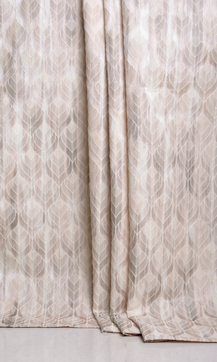 Petal Patterned Fabric By the Yard for Curtains & Drapes (Pale Grey/ Beige)