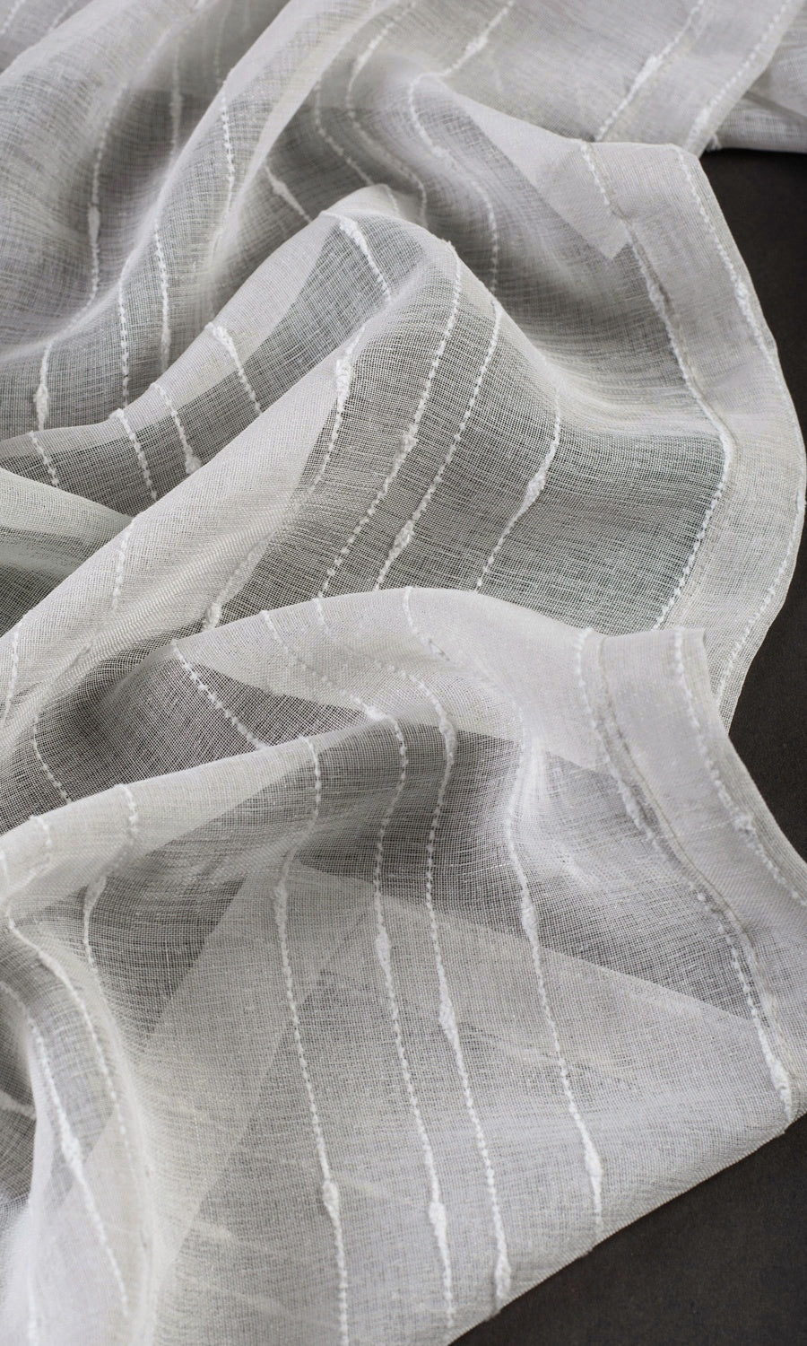 Striped Sheer Window Treatments Fabric Sample (Grey)