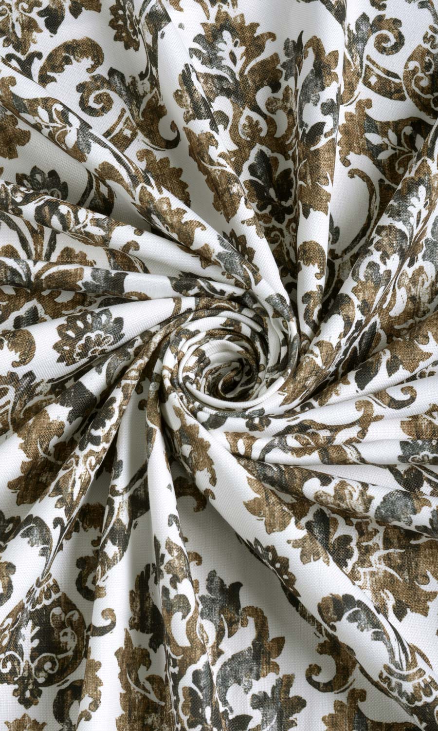 Damask Print Fabric Sample for Curtains & Drapes (Brown/ Grey)