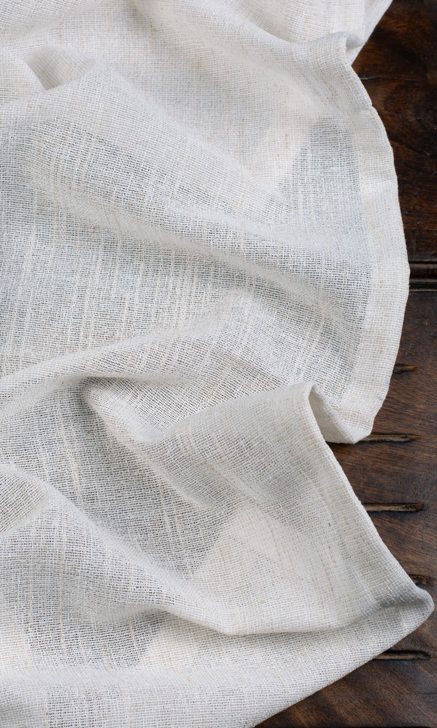 Poly-Linen Sheer Fabric By the Yard for Curtains & Drapes (Ivory)