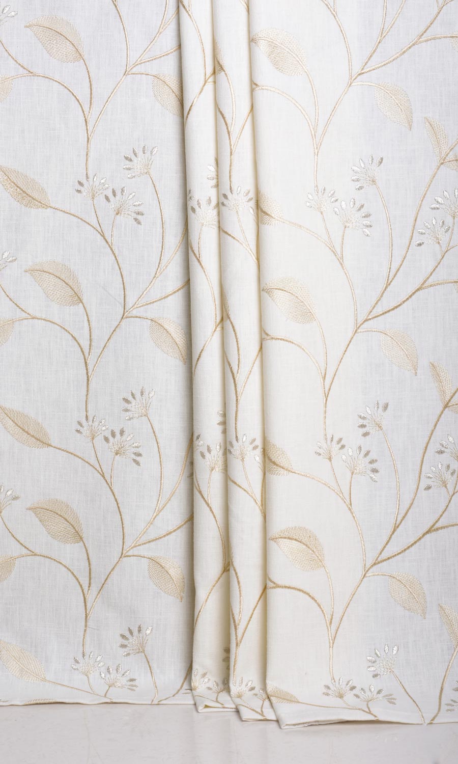 Floral Embroidery Home Décor Fabric By the Yard (White/ Cream)