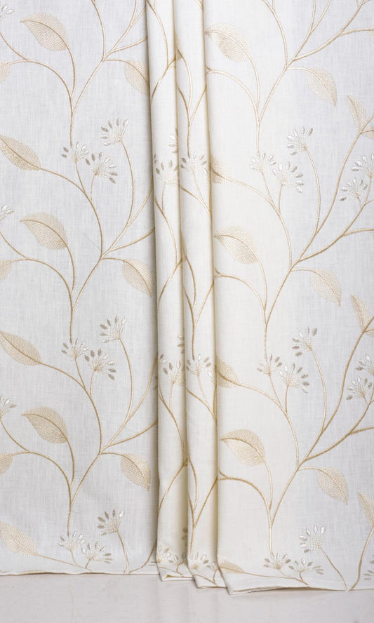 Floral Embroidery Drapes (White/ Cream)