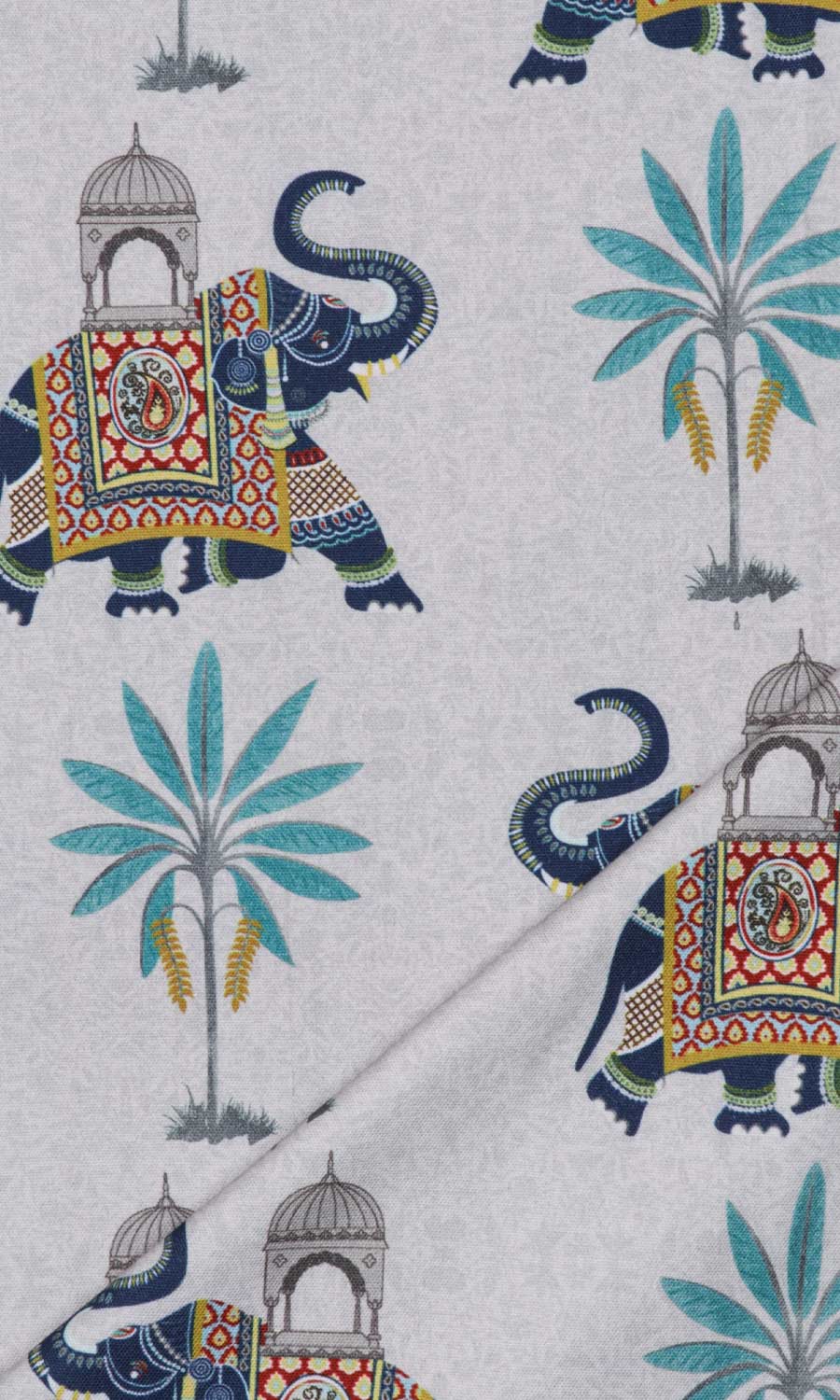 Printed Cotton Fabric Material By the Yard (Grey/ Blue)