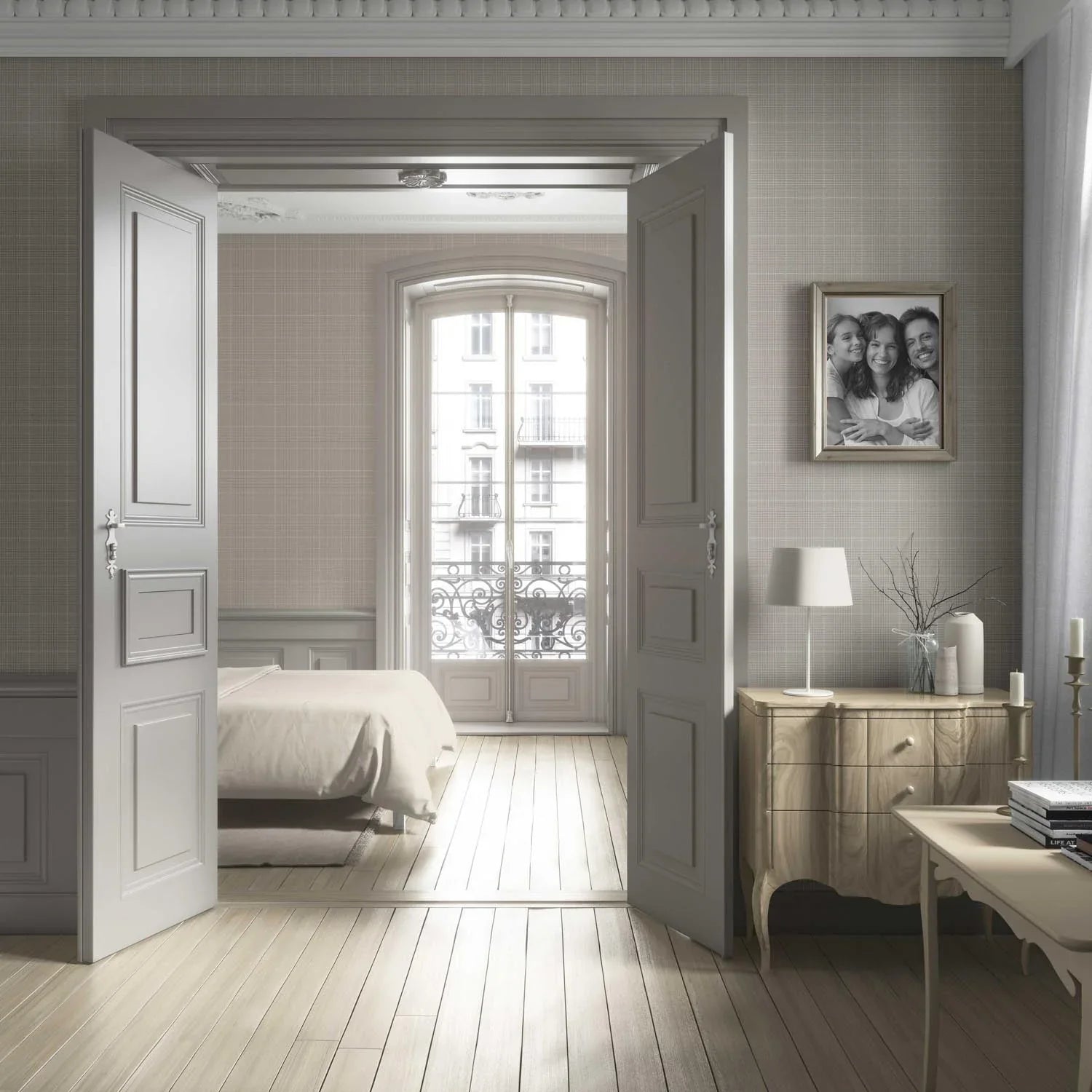 Neutral Textured Check/ Geometric Living Room Wallpaper Sample (Greige/ Taupe)
