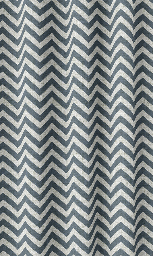 Chevron Print Home Décor Fabric Sample (Petrol Blue/ White)