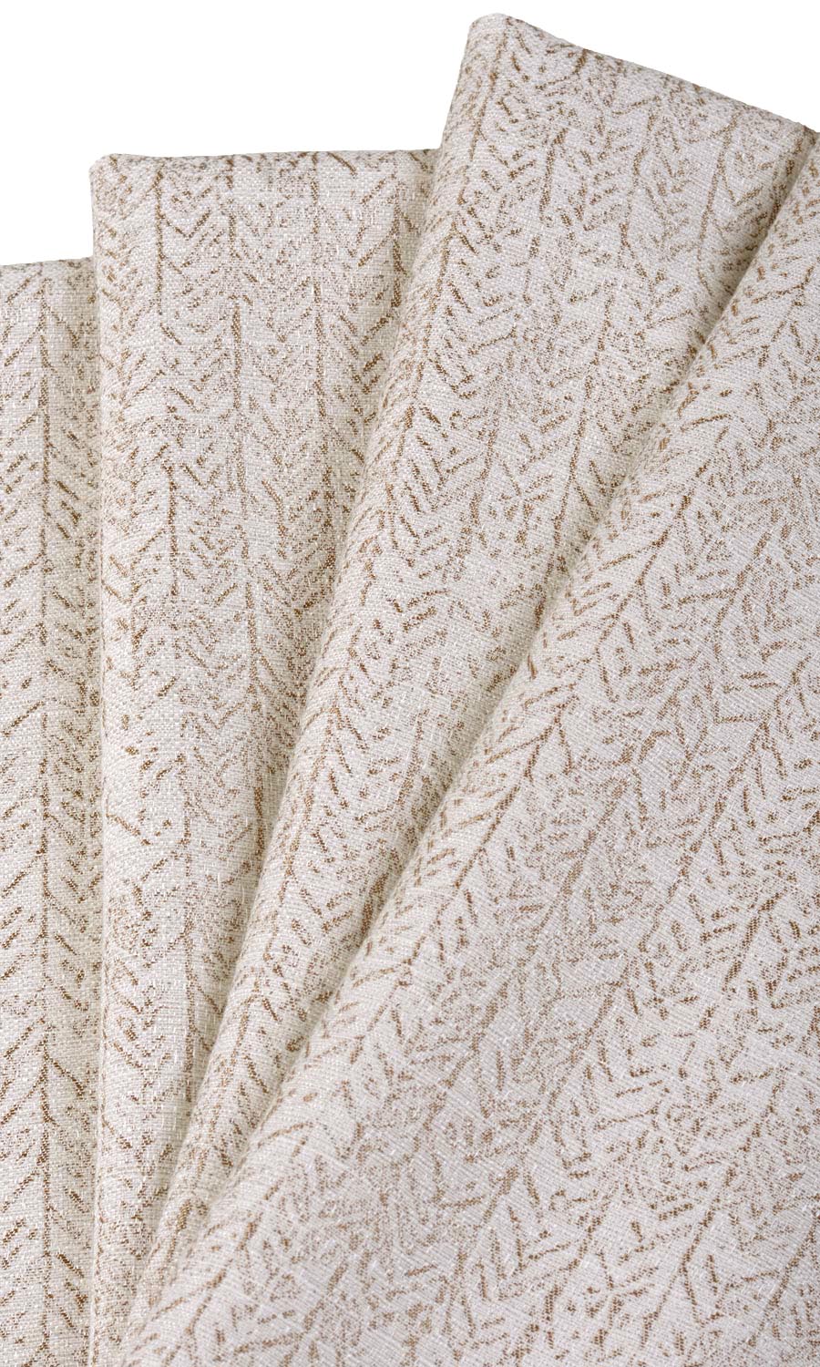 Herringbone Poly-Cotton Free Fabric Material Sample (Off White/ Brown)