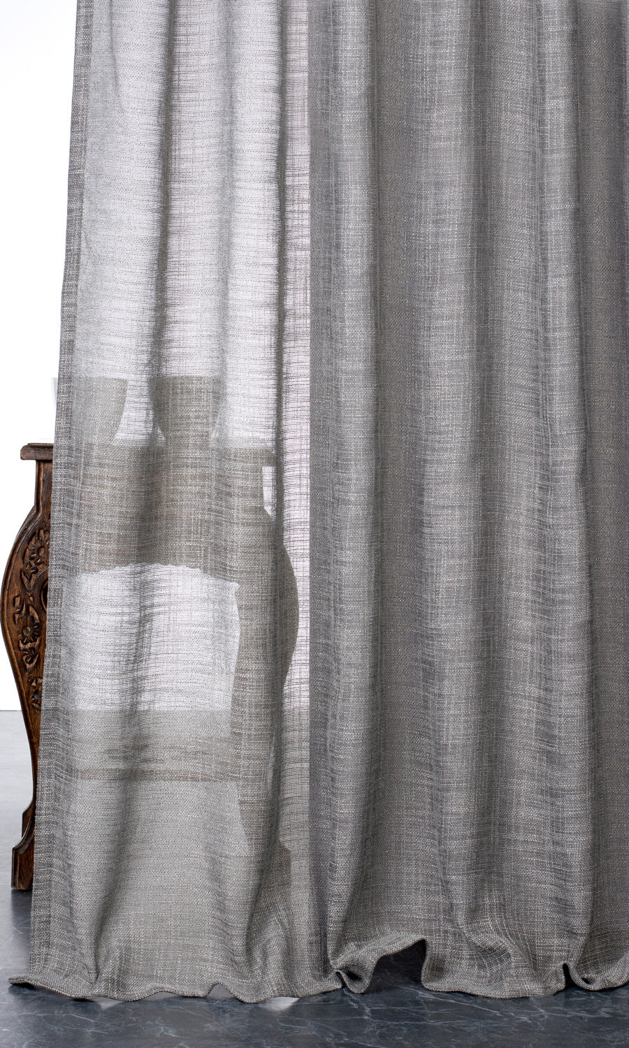 Textured Sheer Home Décor Fabric By the Yard (Stone Gray)
