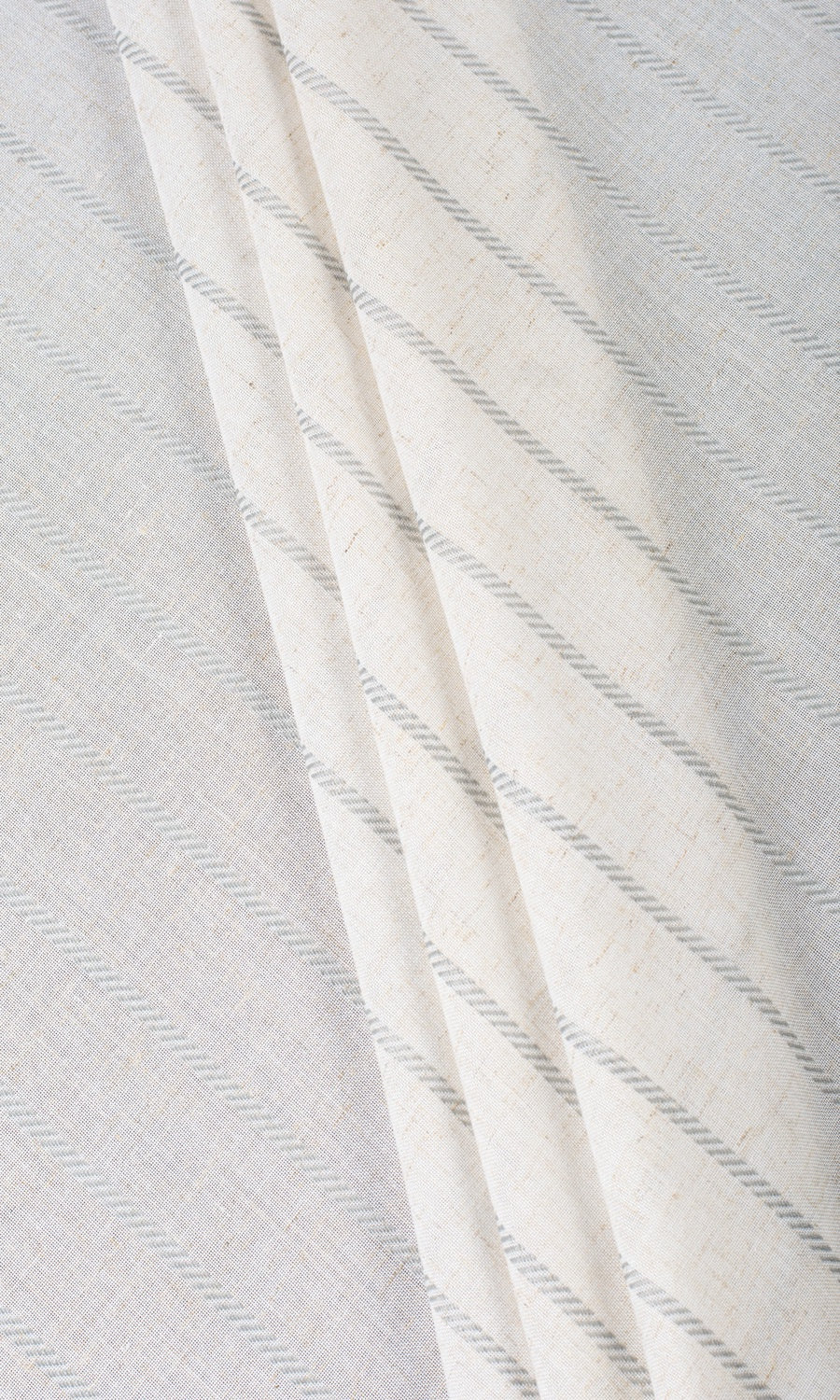 Striped Sheer Window Treatments Fabric By the Yard (Warm White/ Gray)