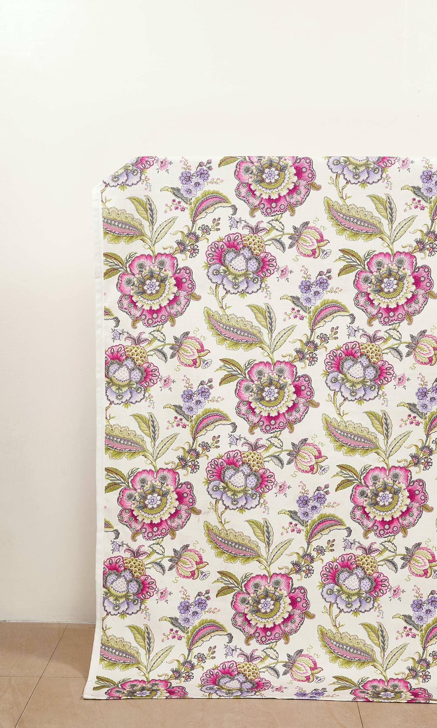 Floral Print Window Treatments Fabric By the Yard (Pink/ Purple/ Green)
