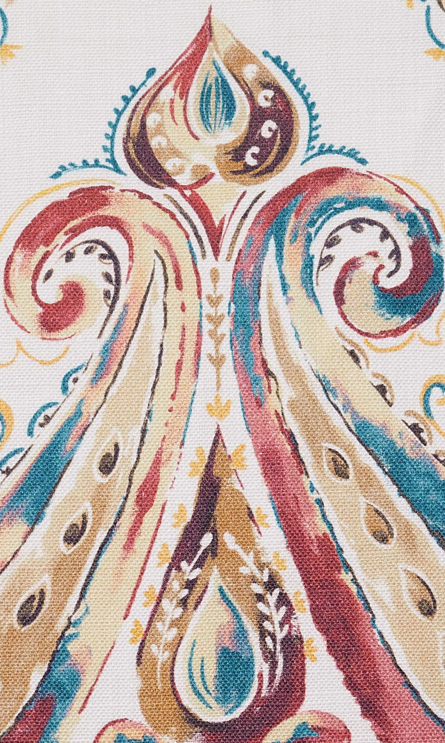 Paisley Print Home Textile Fabric Material By the Yard (Burgundy/ Beige/ Teal)