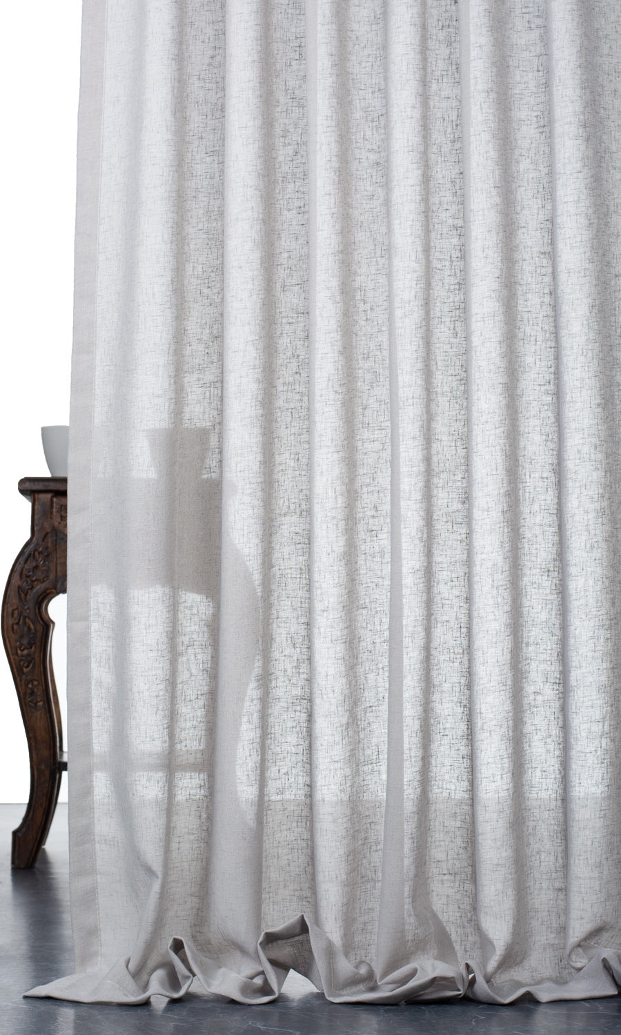 Plain Sheer Window Treatments Fabric By the Yard (Cool Gray)