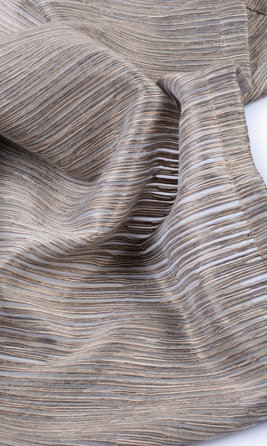 Striped Sheer Home Décor Fabric By the Yard (Mocha Brown)