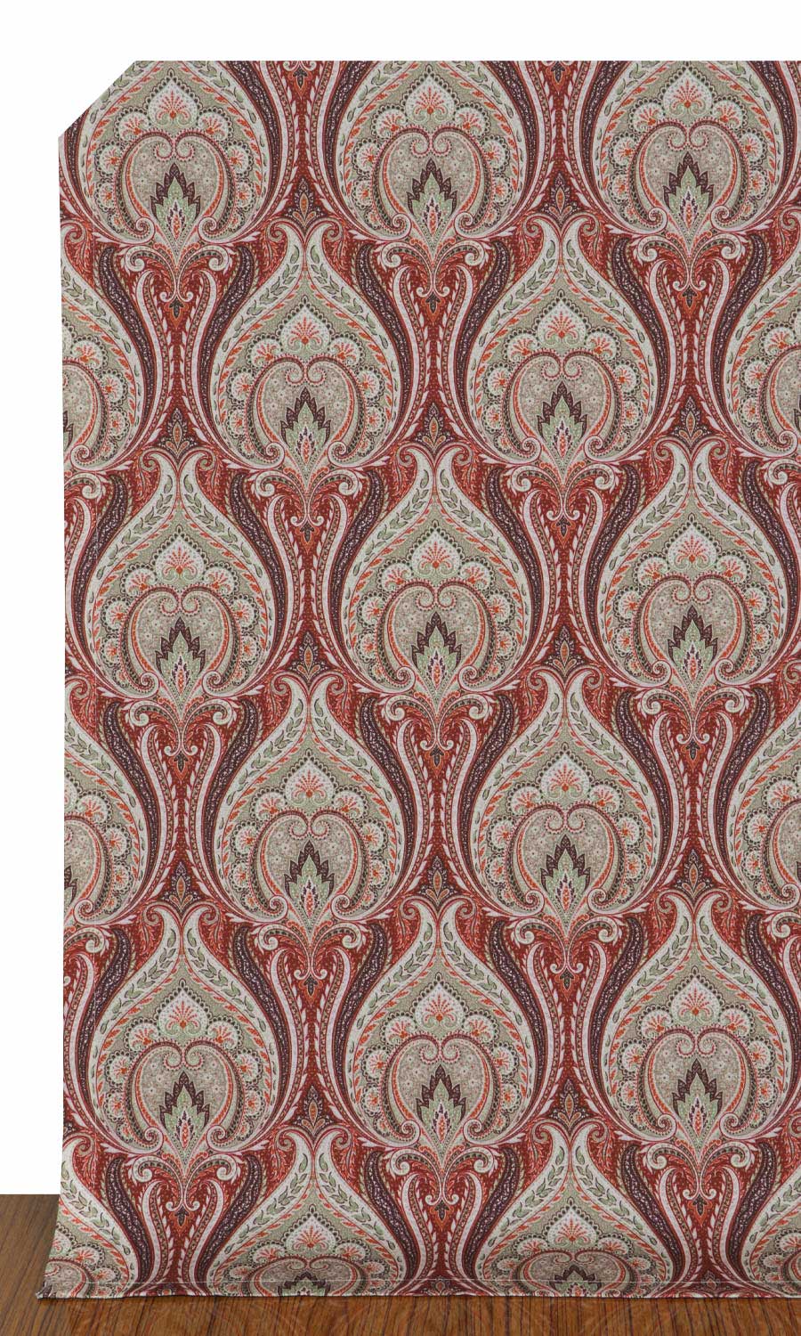 Floral Damask Home Décor Fabric By the Yard (Red/ Brown)