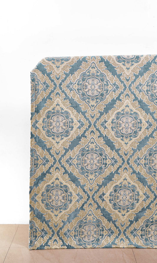 Damask Velvet Home Décor Fabric By the Yard (Beige/ Brown/ Blue)